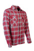 flannel shirt on white canvas.