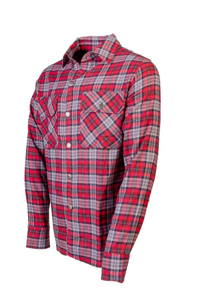 flannel shirt on white canvas.