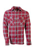 flannel shirt on white canvas.